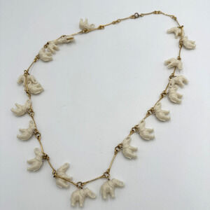 Vintage Elephant Dance Dangling Elephants Necklace 20 Elephants